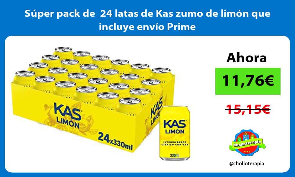 Súper pack de 24 latas de Kas zumo de limón que incluye envío Prime