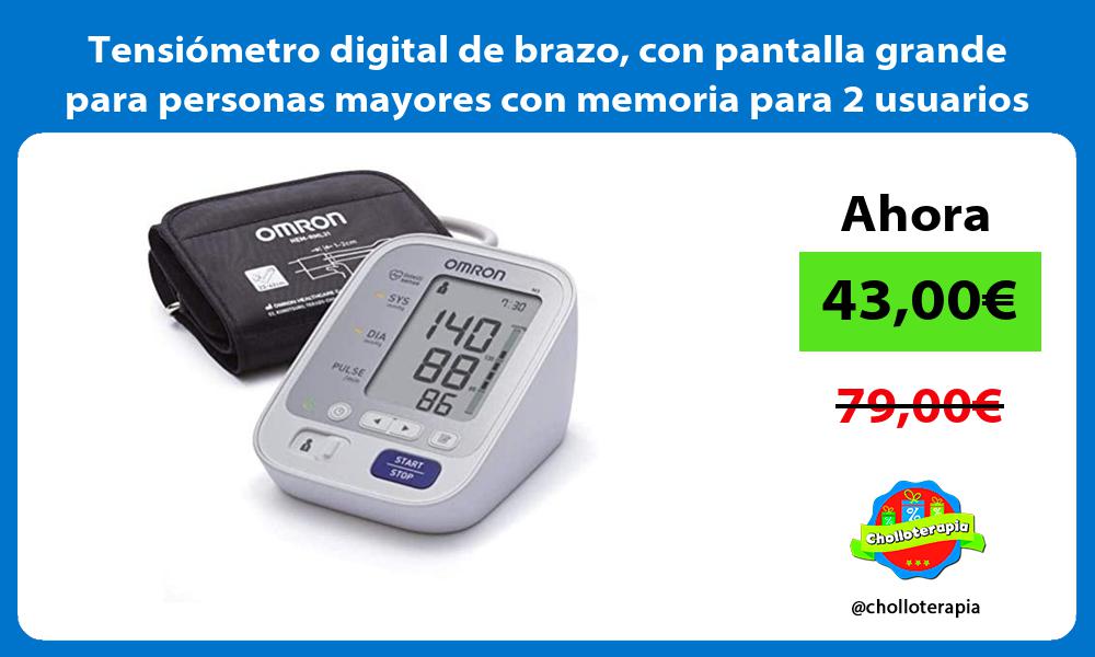 Tensiómetro digital de brazo con pantalla grande para personas mayores con memoria para 2 usuarios