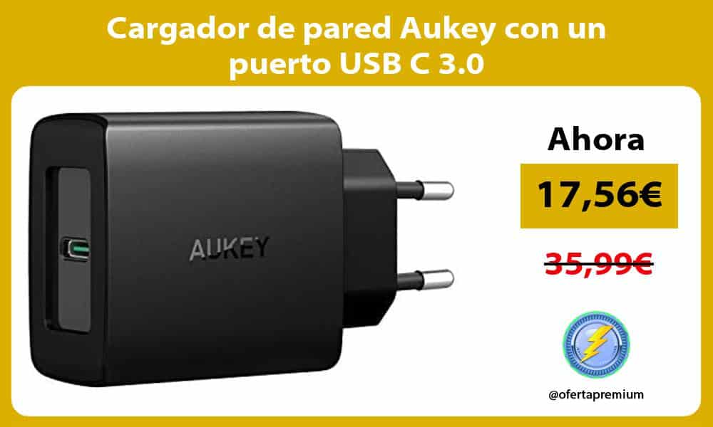 Cargador de pared Aukey con un puerto USB C 3 0