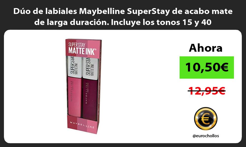 Dúo de labiales Maybelline SuperStay de acabo mate de larga duración Incluye los tonos 15 y 40