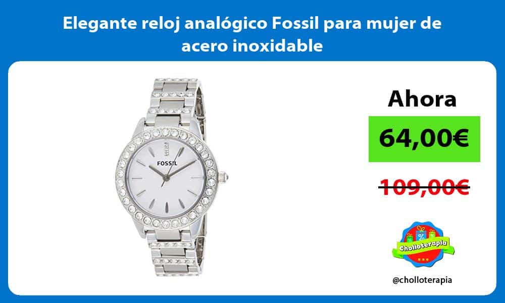 Elegante reloj analógico Fossil para mujer de acero inoxidable