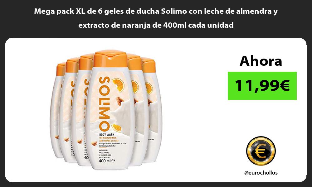 Mega pack XL de 6 geles de ducha Solimo con leche de almendra y extracto de naranja de 400ml cada unidad