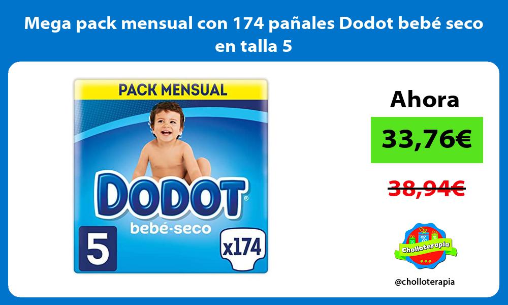 Mega pack mensual con 174 pañales Dodot bebé seco en talla 5