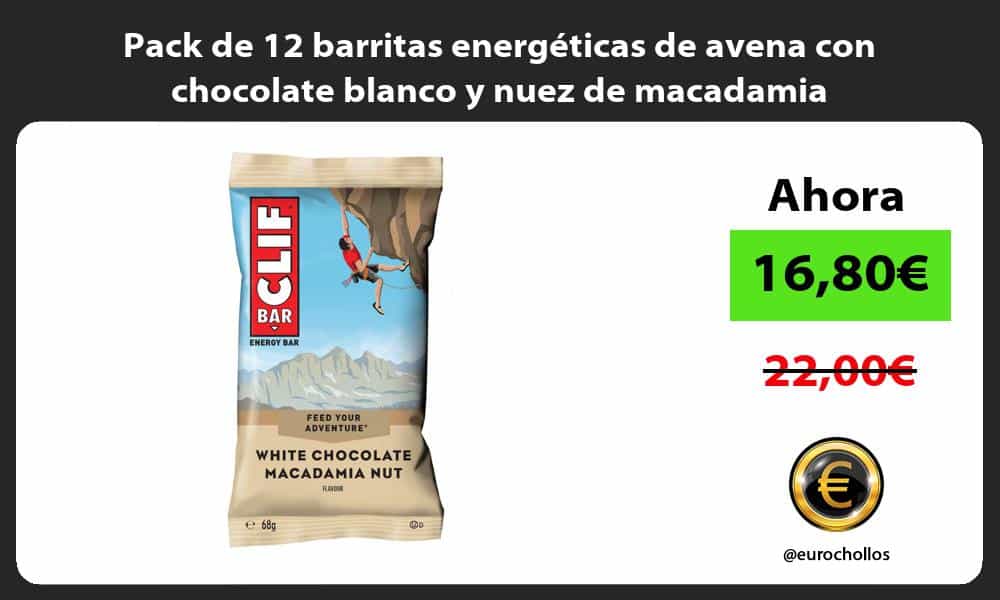 Pack de 12 barritas energéticas de avena con chocolate blanco y nuez de macadamia