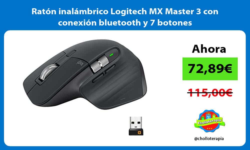 Ratón inalámbrico Logitech MX Master 3 con conexión bluetooth y 7 botones