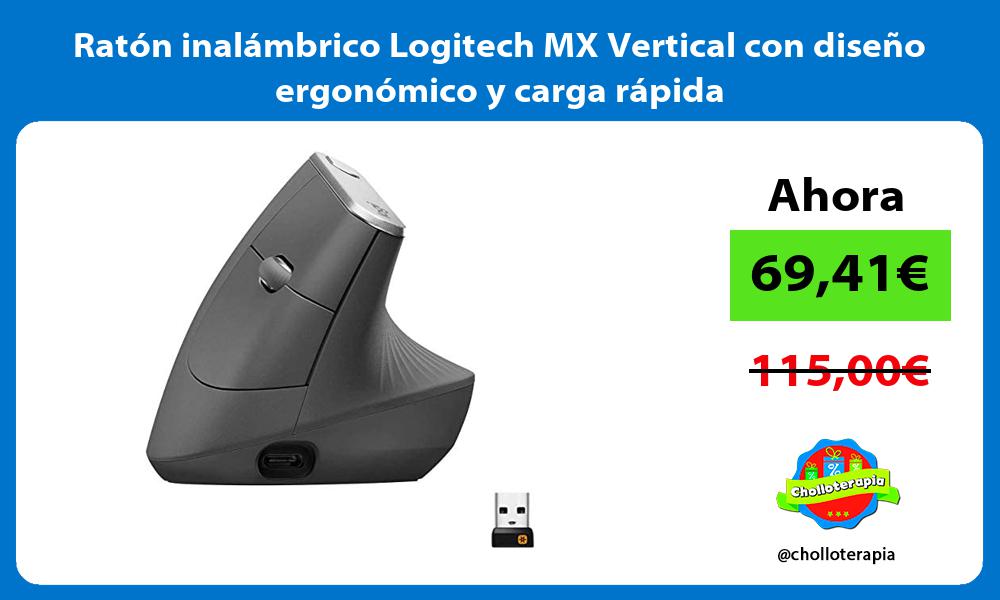 Ratón inalámbrico Logitech MX Vertical con diseño ergonómico y carga rápida