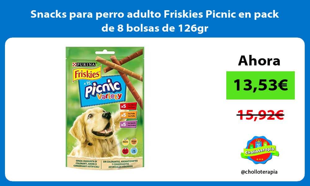 Snacks para perro adulto Friskies Picnic en pack de 8 bolsas de 126gr