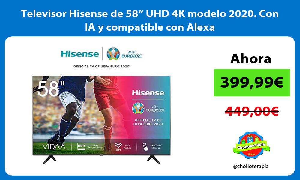 Televisor Hisense de 58“ UHD 4K modelo 2020 Con IA y compatible con Alexa
