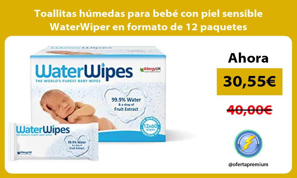 Toallitas húmedas para bebé con piel sensible WaterWiper en formato de 12 paquetes