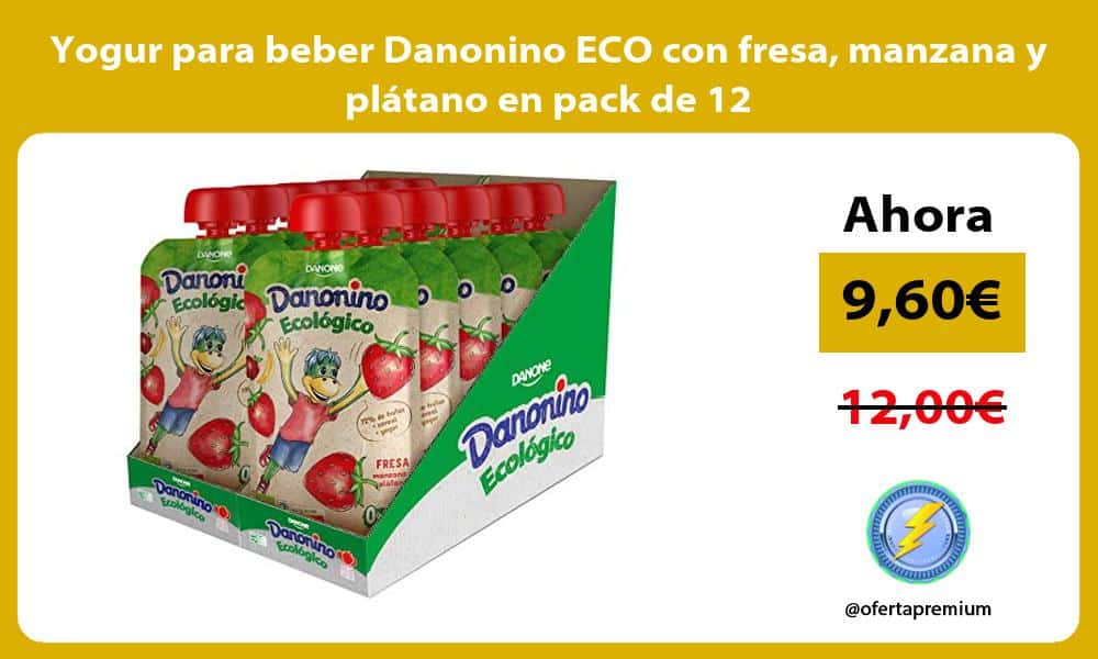 Yogur para beber Danonino ECO con fresa manzana y plátano en pack de 12