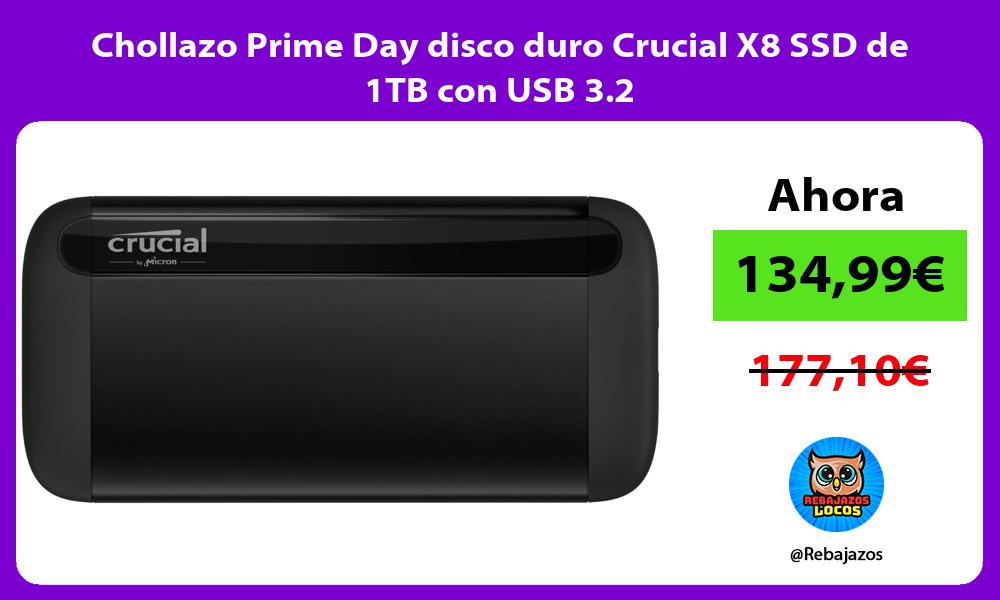 Chollazo Prime Day disco duro Crucial X8 SSD de 1TB con USB 3 2
