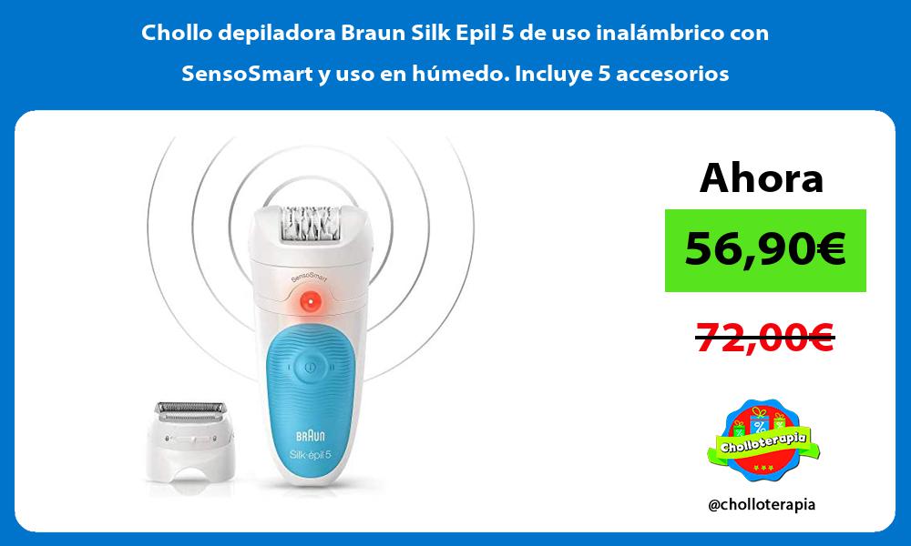 Chollo depiladora Braun Silk Epil 5 de uso inalambrico con SensoSmart y uso en humedo Incluye 5 accesorios