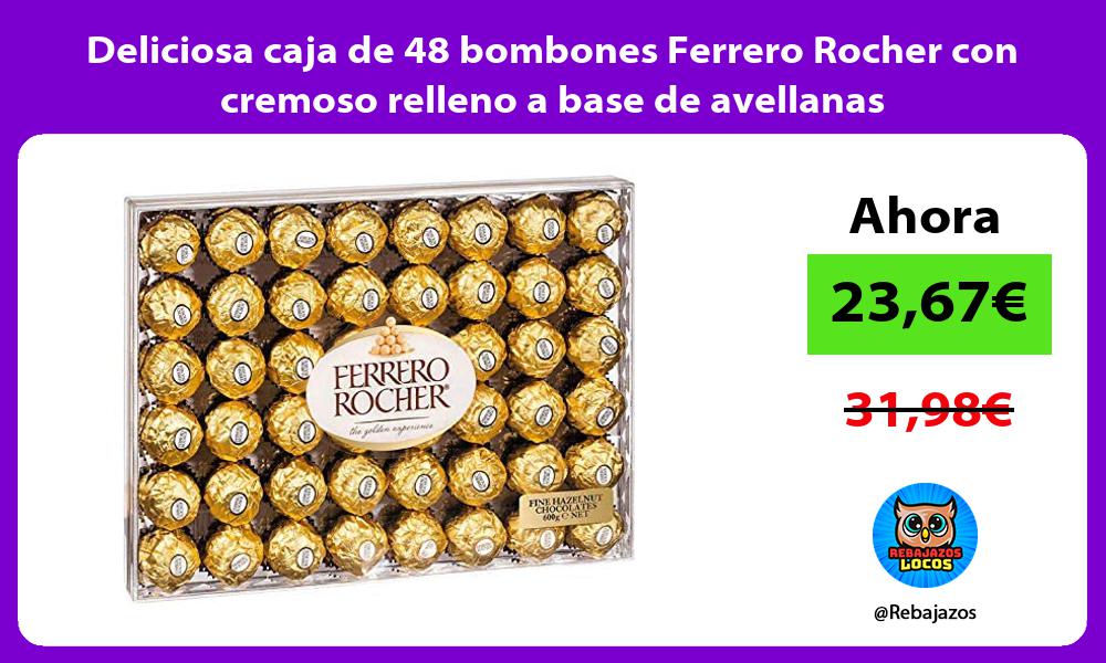 Deliciosa caja de 48 bombones Ferrero Rocher con cremoso relleno a base de avellanas