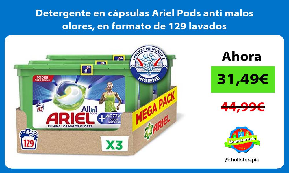 Detergente en capsulas Ariel Pods anti malos olores en formato de 129 lavados