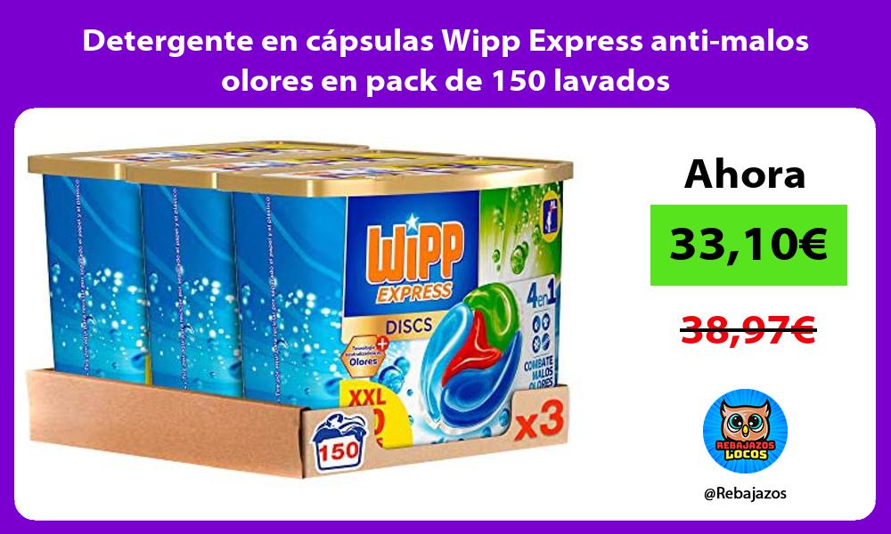 Detergente en capsulas Wipp Express anti malos olores en pack de 150 lavados