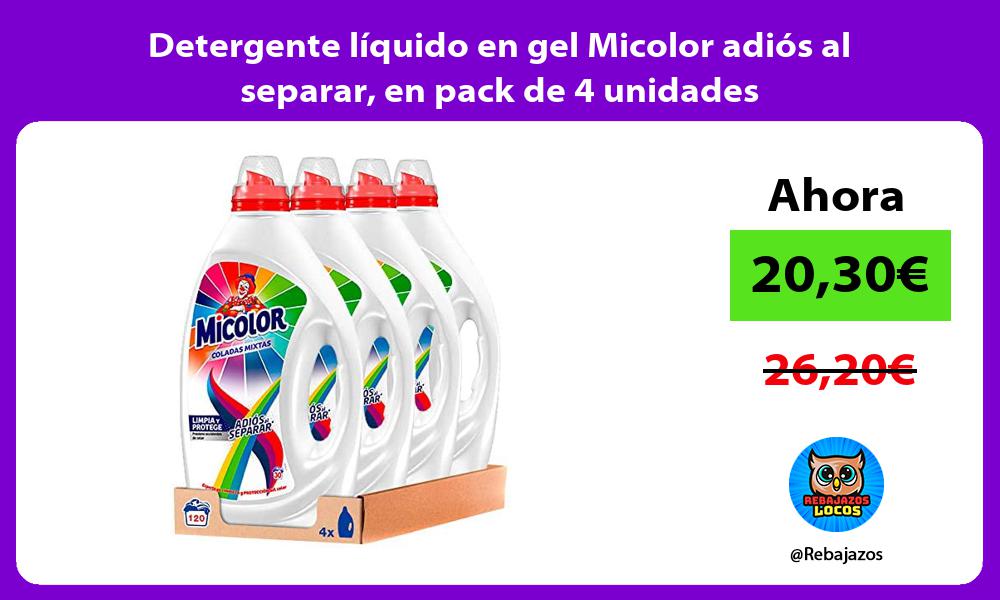 Detergente liquido en gel Micolor adios al separar en pack de 4 unidades