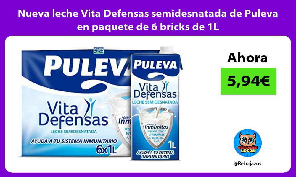 Nueva leche Vita Defensas semidesnatada de Puleva en paquete de 6 bricks de 1L