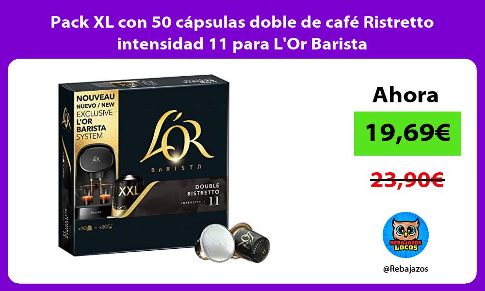 Pack XL con 50 capsulas doble de cafe Ristretto intensidad 11 para LOr Barista