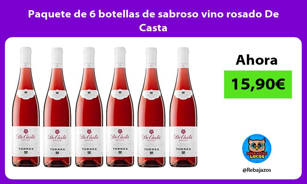 Paquete de 6 botellas de sabroso vino rosado De Casta