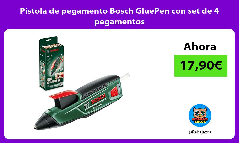 Pistola de pegamento Bosch GluePen con set de 4 pegamentos