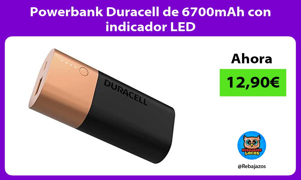 Powerbank Duracell de 6700mAh con indicador LED