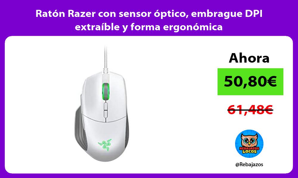 Raton Razer con sensor optico embrague DPI extraible y forma ergonomica