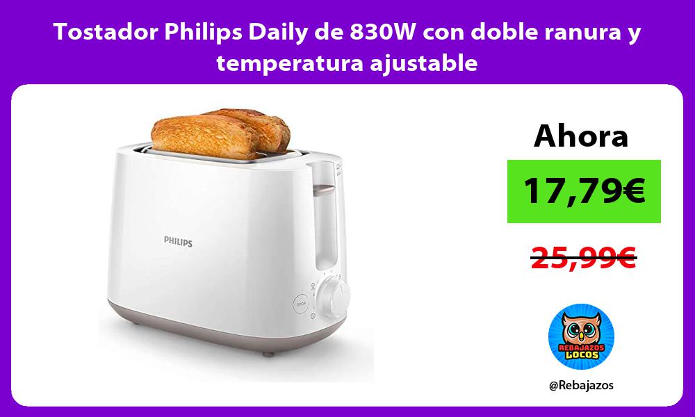 Tostador Philips Daily de 830W con doble ranura y temperatura ajustable