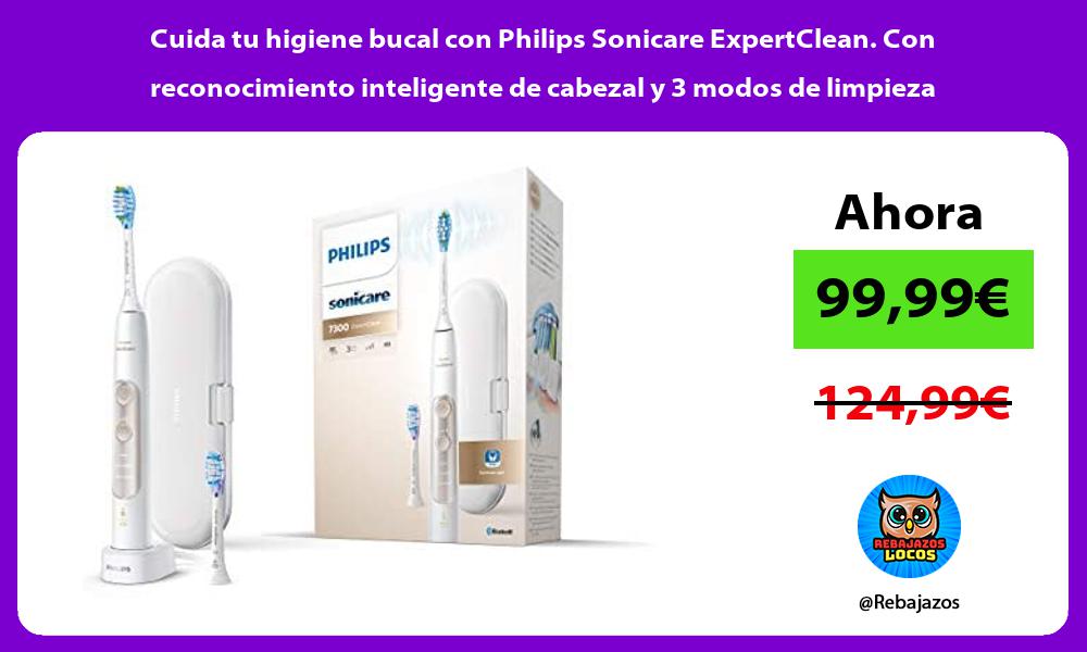 Cuida tu higiene bucal con Philips Sonicare ExpertClean Con reconocimiento inteligente de cabezal y 3 modos de limpieza
