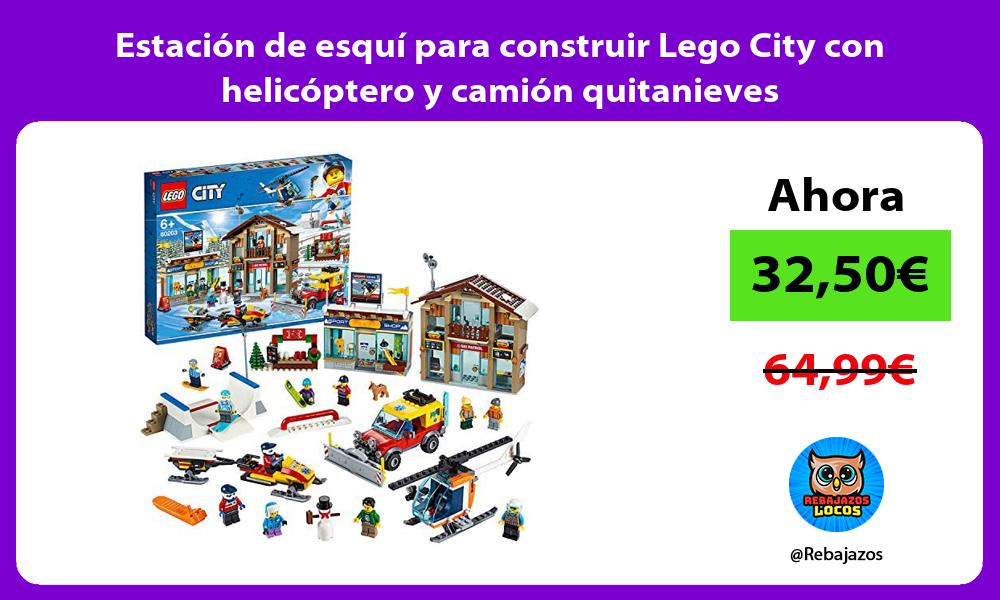 Estacion de esqui para construir Lego City con helicoptero y camion quitanieves