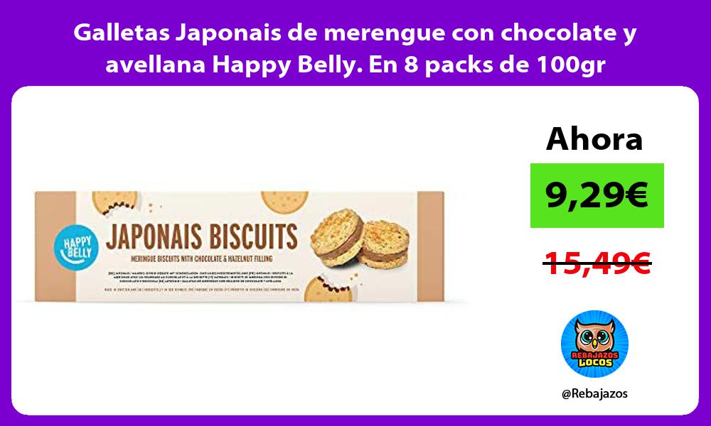 Galletas Japonais de merengue con chocolate y avellana Happy Belly En 8 packs de 100gr