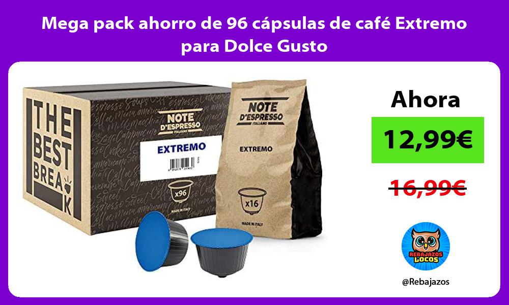 Mega pack ahorro de 96 capsulas de cafe Extremo para Dolce Gusto
