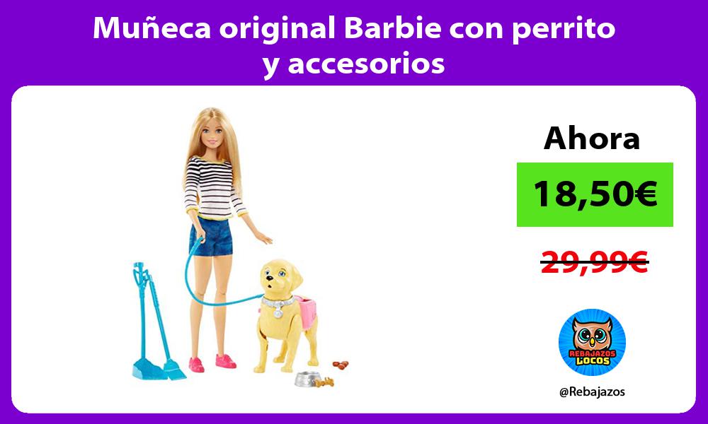 Muneca original Barbie con perrito y accesorios