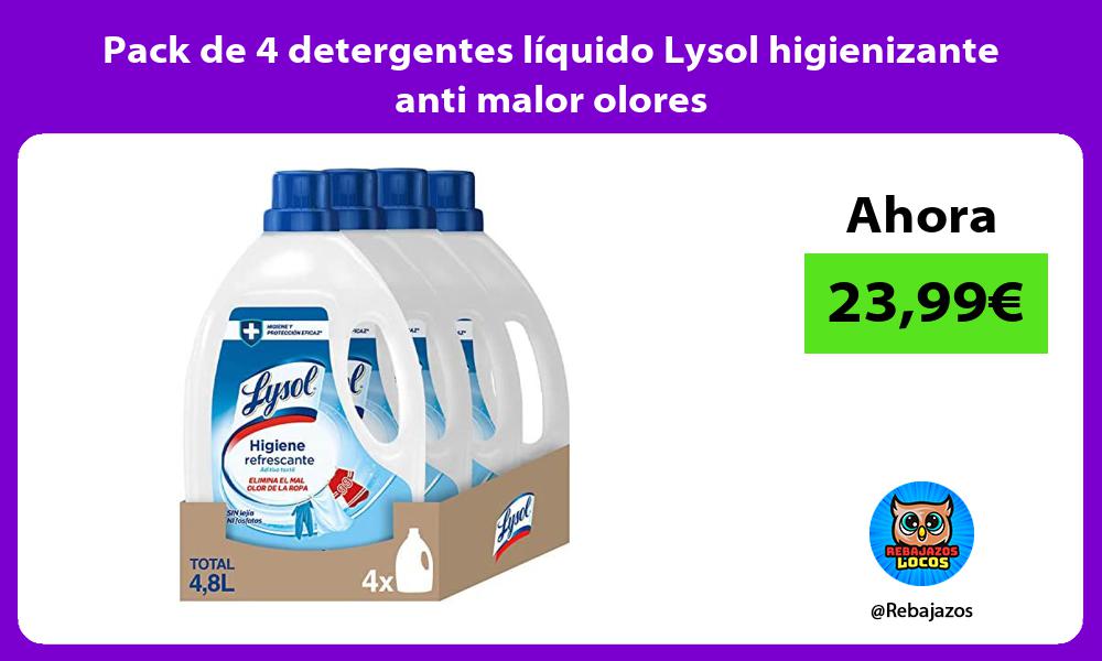 Pack de 4 detergentes liquido Lysol higienizante anti malor olores