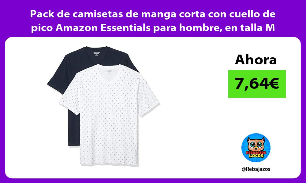 Pack de camisetas de manga corta con cuello de pico Amazon Essentials para hombre en talla M