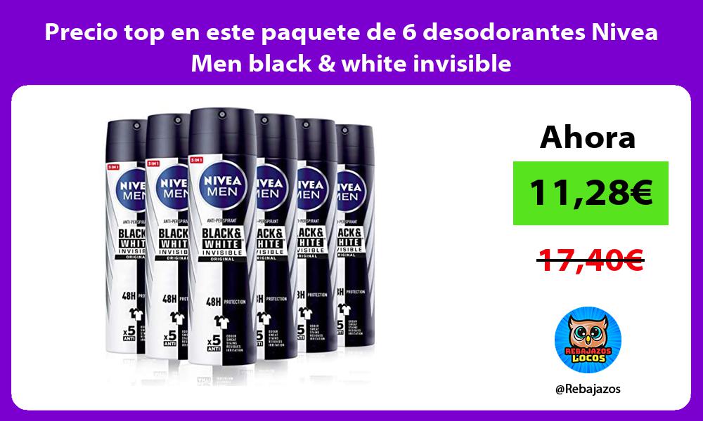 Precio top en este paquete de 6 desodorantes Nivea Men black white invisible