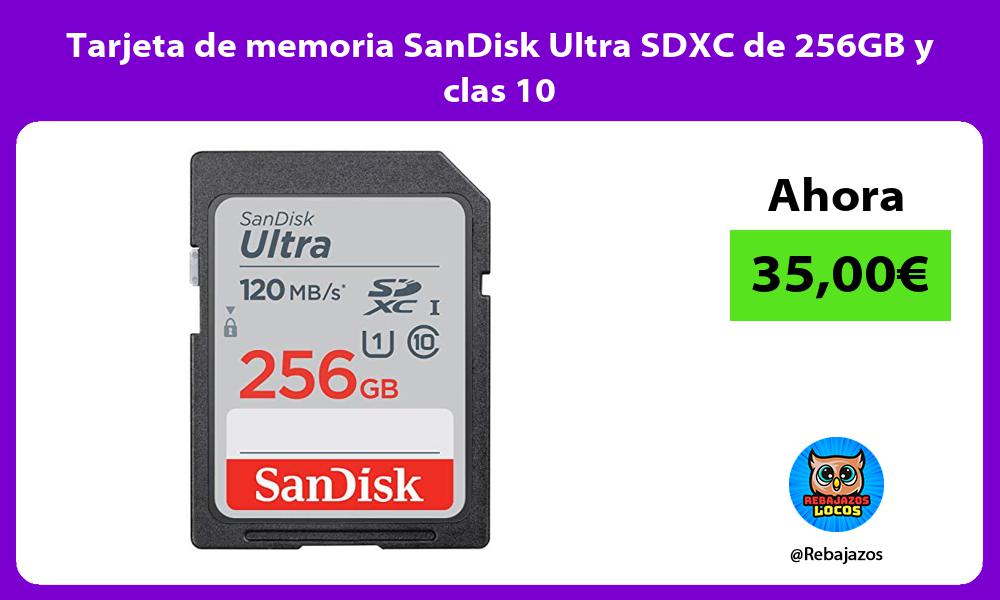 Tarjeta de memoria SanDisk Ultra SDXC de 256GB y clas 10