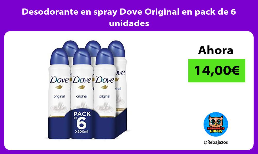 Desodorante en spray Dove Original en pack de 6 unidades