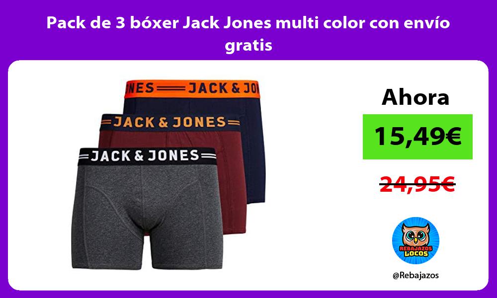 Pack de 3 boxer Jack Jones multi color con envio gratis