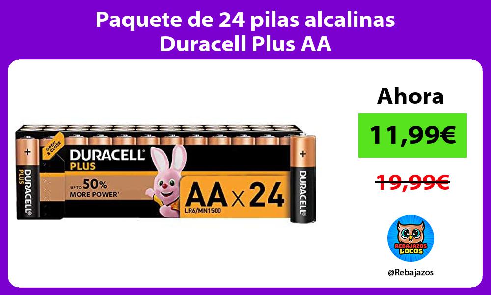 Paquete de 24 pilas alcalinas Duracell Plus AA