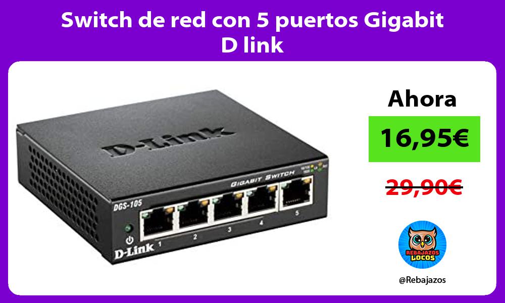 Switch de red con 5 puertos Gigabit D link