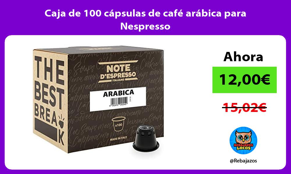 Caja de 100 capsulas de cafe arabica para Nespresso
