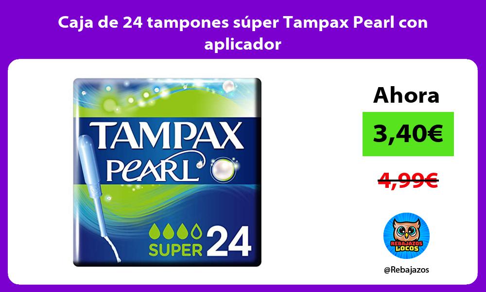 Caja de 24 tampones super Tampax Pearl con aplicador