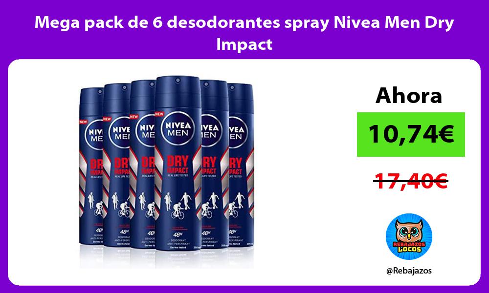 Mega pack de 6 desodorantes spray Nivea Men Dry Impact