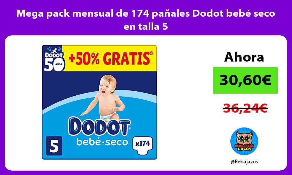 Mega pack mensual de 174 panales Dodot bebe seco en talla 5