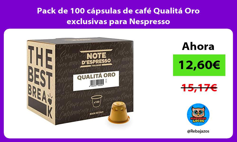 Pack de 100 capsulas de cafe Qualita Oro exclusivas para Nespresso