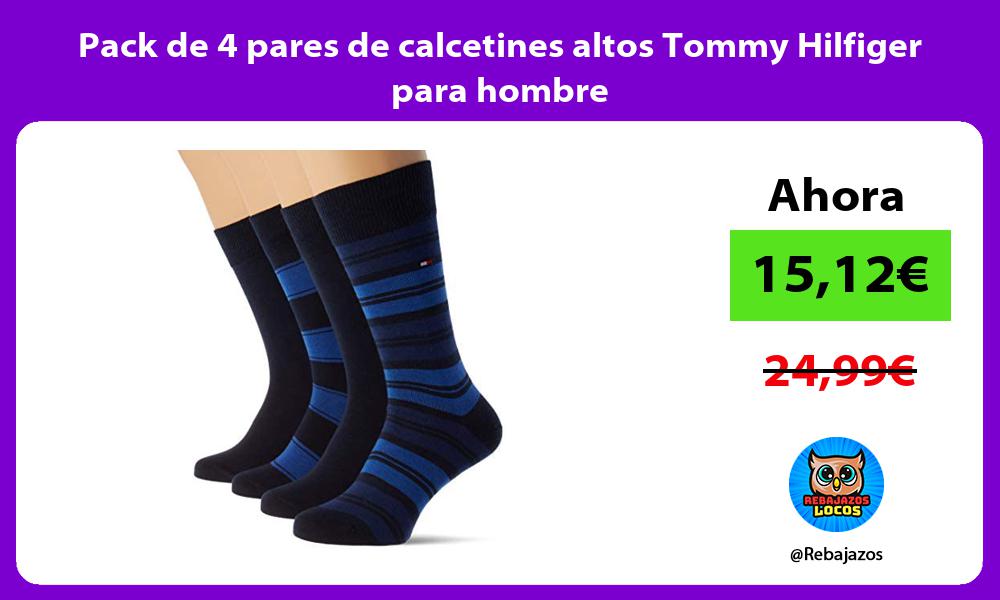 Pack de 4 pares de calcetines altos Tommy Hilfiger para hombre
