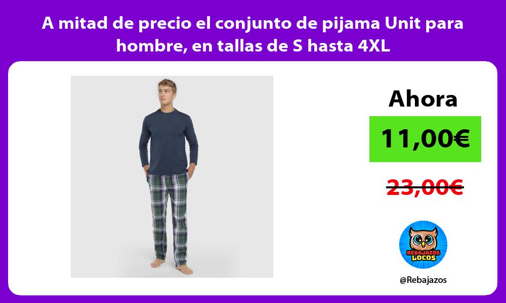 A mitad de precio el conjunto de pijama Unit para hombre en tallas de S hasta 4XL