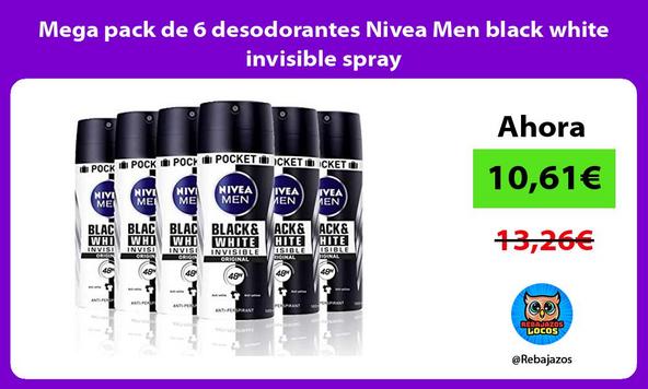Mega pack de 6 desodorantes Nivea Men black white invisible spray