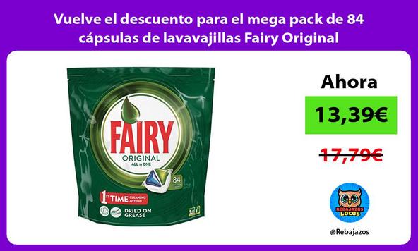 Vuelve el descuento para el mega pack de 84 cápsulas de lavavajillas Fairy Original