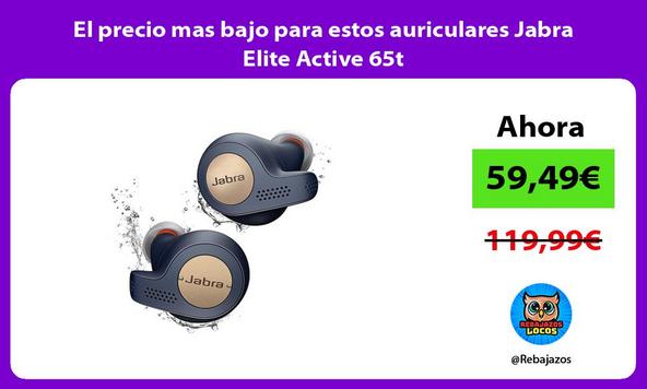 El precio mas bajo para estos auriculares Jabra Elite Active 65t